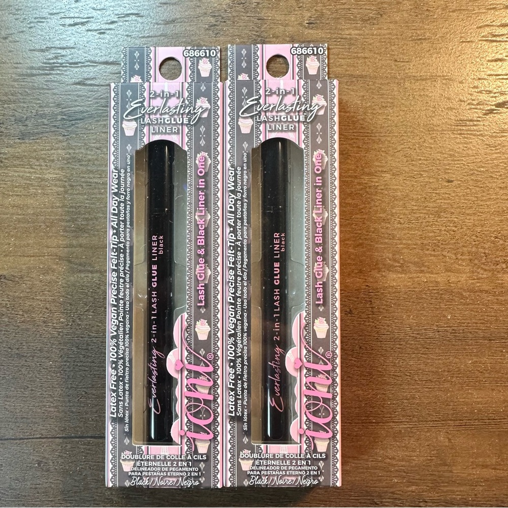 Ioni 2-in-1 Everlasting Lash Glue Liner ~Black~Lash Glue & Black Liner In 1• 2pk